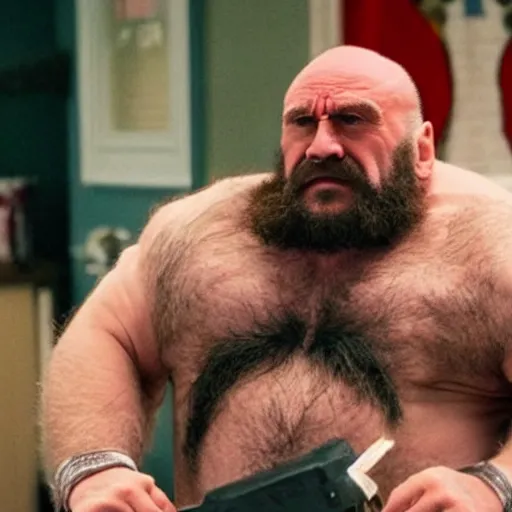 Image similar to movie still of Danny DeVito starring as zangief in the 2026 live action street fighter movie