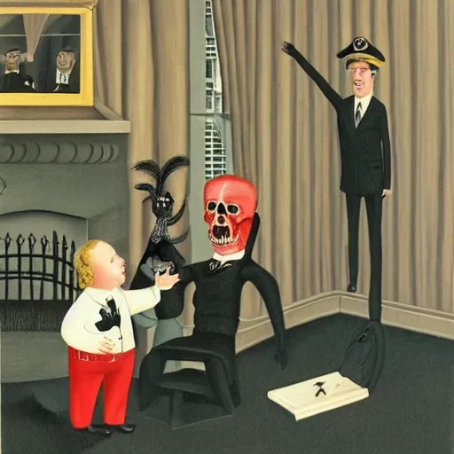 Prompt: the death of captain kangaroo, by charles addams,