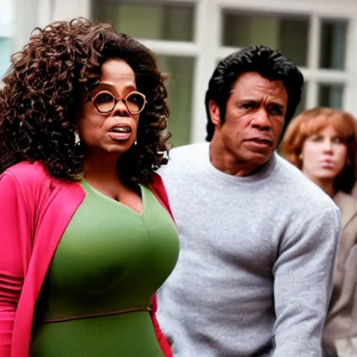 Prompt: oprah starring as the incredible hulk, movie still, hd,