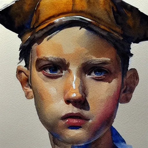 Image similar to water color on paper, master painter portrait, highly detailed, artstation, masterpiece, award - winning,