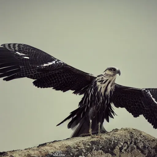 Image similar to scenic photo of a bird of prey, covered in feathers. focus on the beak. intricate eyes. extremely large wings. extreme detail, hyperrealistic photo