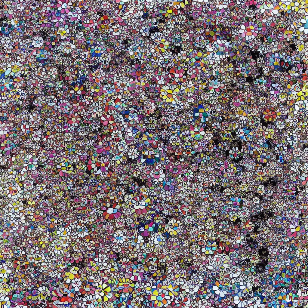 Image similar to camouflage made of love, style of takashi murakami, abstract, rei kawakubo artwork, cryptic, stipple, lines, splotch, color tearing, pitch bending, lines, blotches, color splotches, dark, ominous, abstract, minimal, points, technical, painting