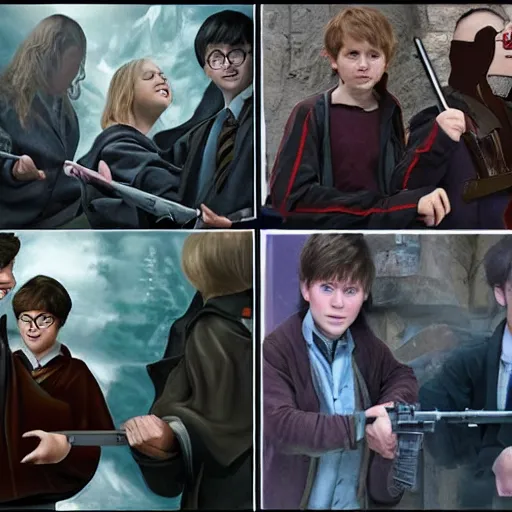 Prompt: harry potter but with guns