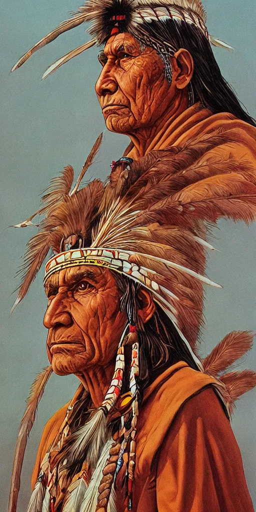 Image similar to of native american chief by p moebius