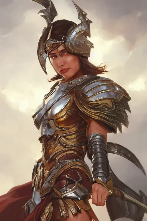 Image similar to amazon valkyrie athena, d & d, fantasy, portrait, highly detailed, headshot, digital painting, trending on artstation, concept art, sharp focus, illustration, art by artgerm and greg rutkowski and magali villeneuve