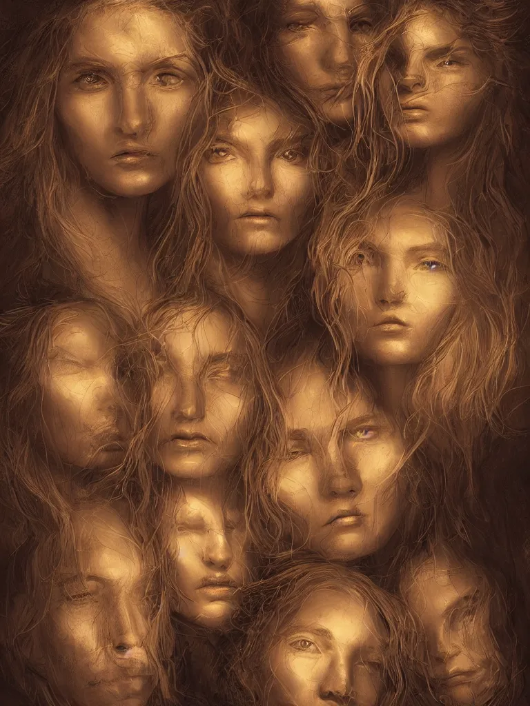 Image similar to faces filling the page by concept artists, blunt borders, golden ratio, beautiful light