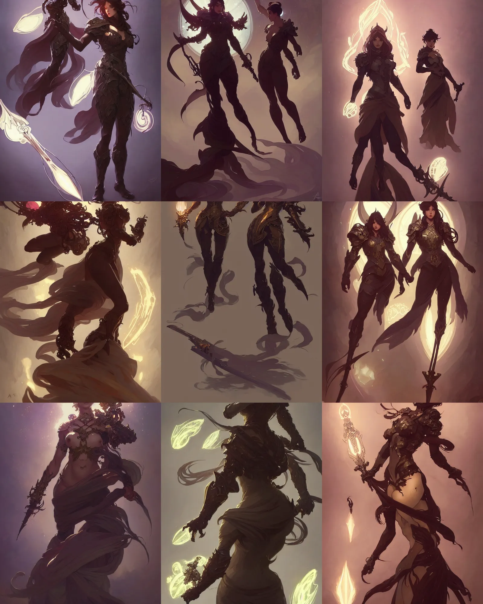 Image similar to a character concept art by illustrator at riot games!! by artgerm, greg rutkowski and alphonse mucha. arcane!! t pose, full body!! clear portrait of a lonely attractive people heavy armored!! fantasy weapon!! light effect. hyper detailed, glowing lights!! intricate, elegant, digital painting, artstation, smooth, sharp focus