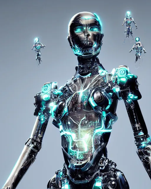 Image similar to cyborg cybersuits goddesses, microchip, artificial intelligence, bio-mechanical bio-luminescence, neurons, nerve cells, octane render, cinematic, rim light, hyper realism, high detail, masterpiece, high fashion