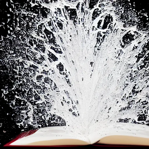 Image similar to studio photography of splash of water in the shape of the bible