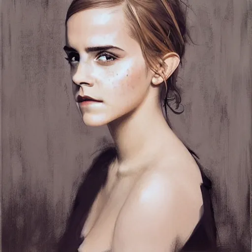 Image similar to emma watson by Retna by Richard Schmid by Jeremy Lipking by moebius by atey ghailan