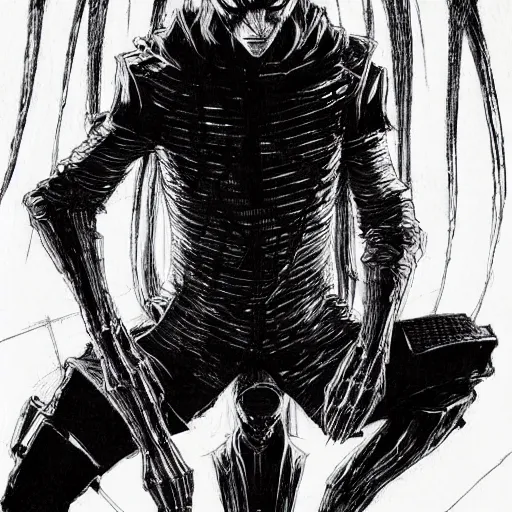 Image similar to Mr Rodgers looking sinister, by Tsutomu Nihei, highly detailed