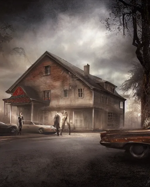 Image similar to concept illustration from the'0 0 s supernatural thriller'proper function ', a high quality high detail digital matte painting by david mattingly and samuel araya and tim jacobus and michael whelan, hd 4 k 8 k, realistic details, photorealistic lighting, modern speculative horror aesthetic, composition and scene layout inspired by gregory crewdson and brendon burton.