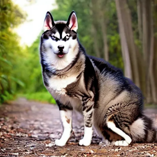 Image similar to a feline husky - cat - hybrid, animal photography