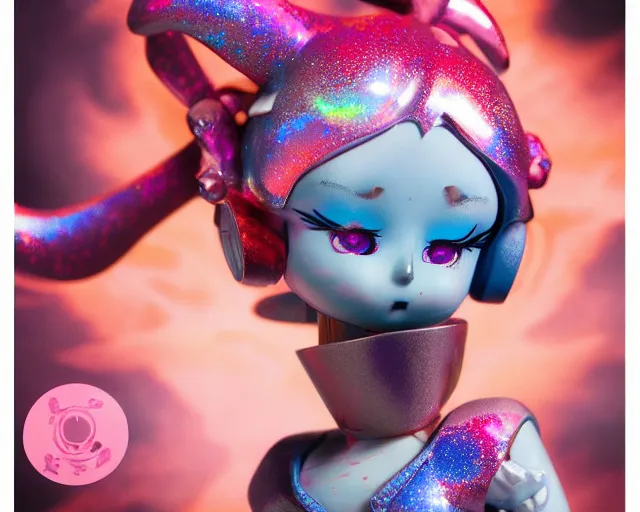 Prompt: James Jean isolated magical girl vinyl figure, figure photography, holographic undertones, glitter accents on the figure, anime stylized, high detail, ethereal lighting - H 640