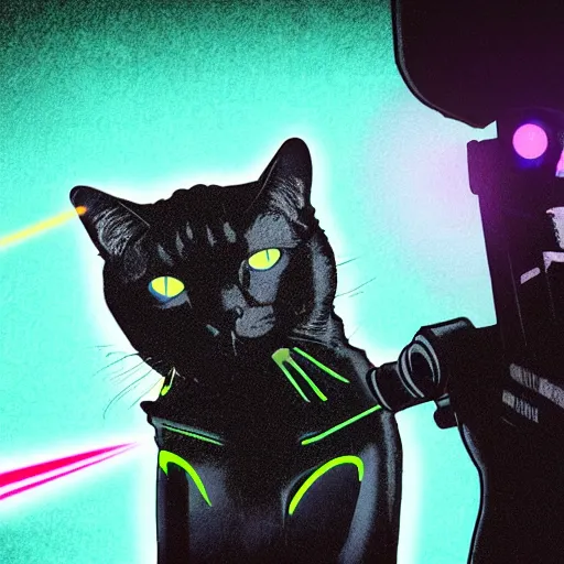 Image similar to cyberpunk cat in suit holding laser gun sketch