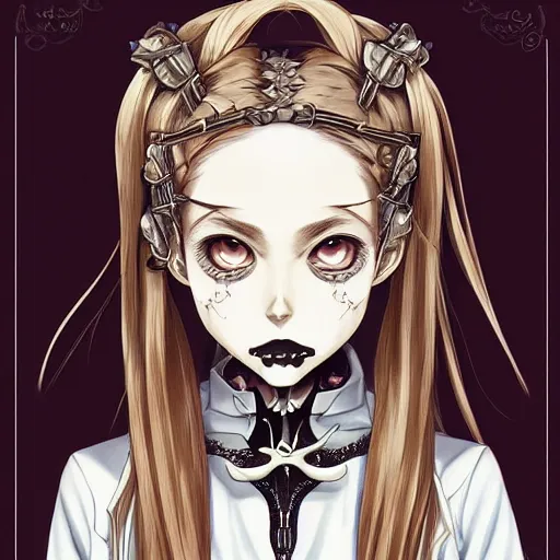 Prompt: anime manga skull portrait young woman pigtails fairy skeleton, intricate, elegant, highly detailed, digital art, ffffound, art by JC Leyendecker and sachin teng