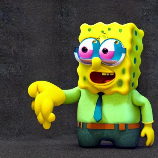 Prompt: Smooth 3D Render of Spongebob wearing glasses, High Fidelity, High Quality, Blender