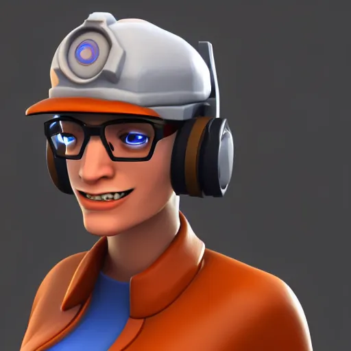 Image similar to 3 d render of engineer from team fortress 2 as a woman, 4 k, 8 k, hd, high resolution, highly detailed, ultra realistic faces, trending on artstation