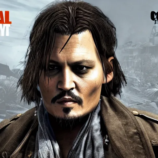 Image similar to Johnny Depp in call of duty 4k detail