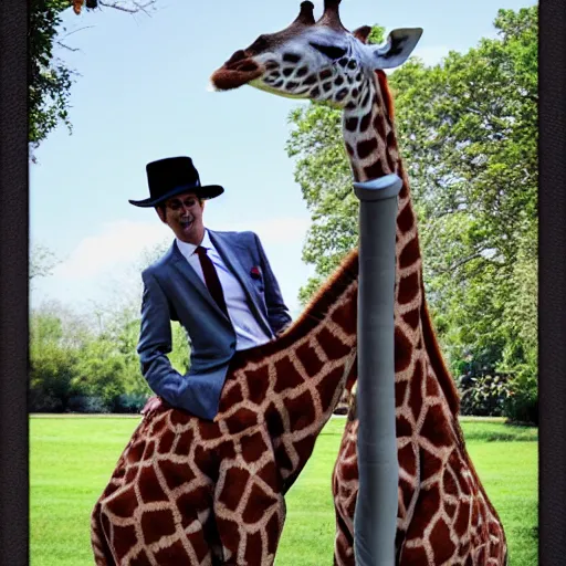 Prompt: giraffe butler