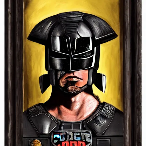 Prompt: judge bull portrait, form judge dredd film,detailed, high quality, high resolution