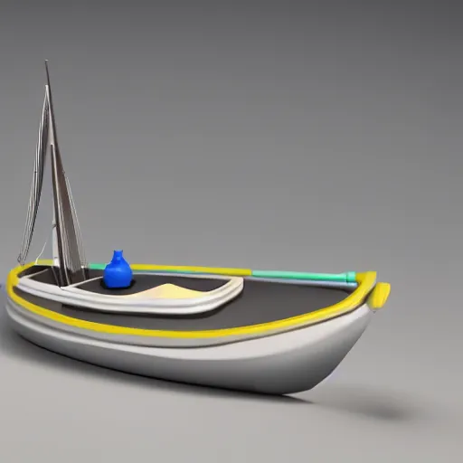 Image similar to 3 d printed benchy boat with 3 d printer, test 3 dprint, plastic boat toy, studio photoshoot