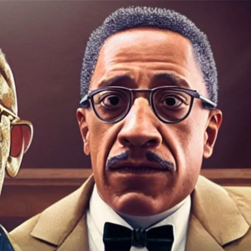 Image similar to Gustavo Fring chasing Colonel Sanders