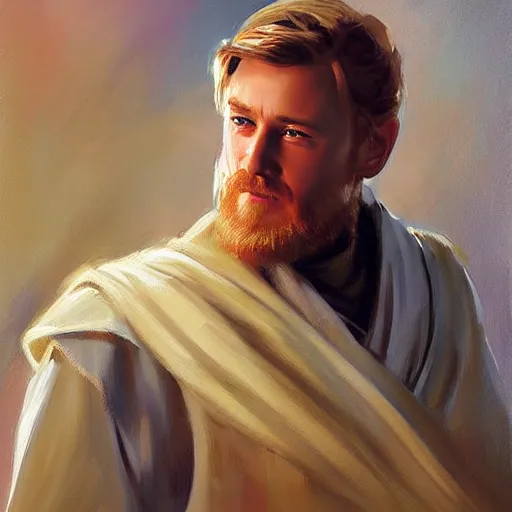 Image similar to Obi-Wan Kenobi, painting by Vladimir Volegov