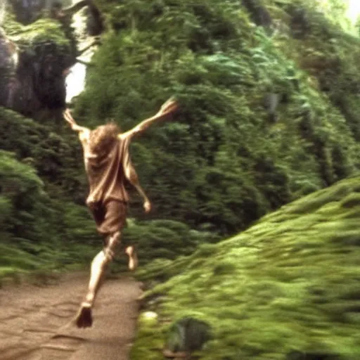 Image similar to Gollum running from frodo, action , go pro footage