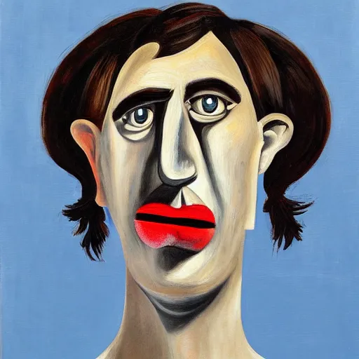 Prompt: George Condo surrealist portrait painting of a face