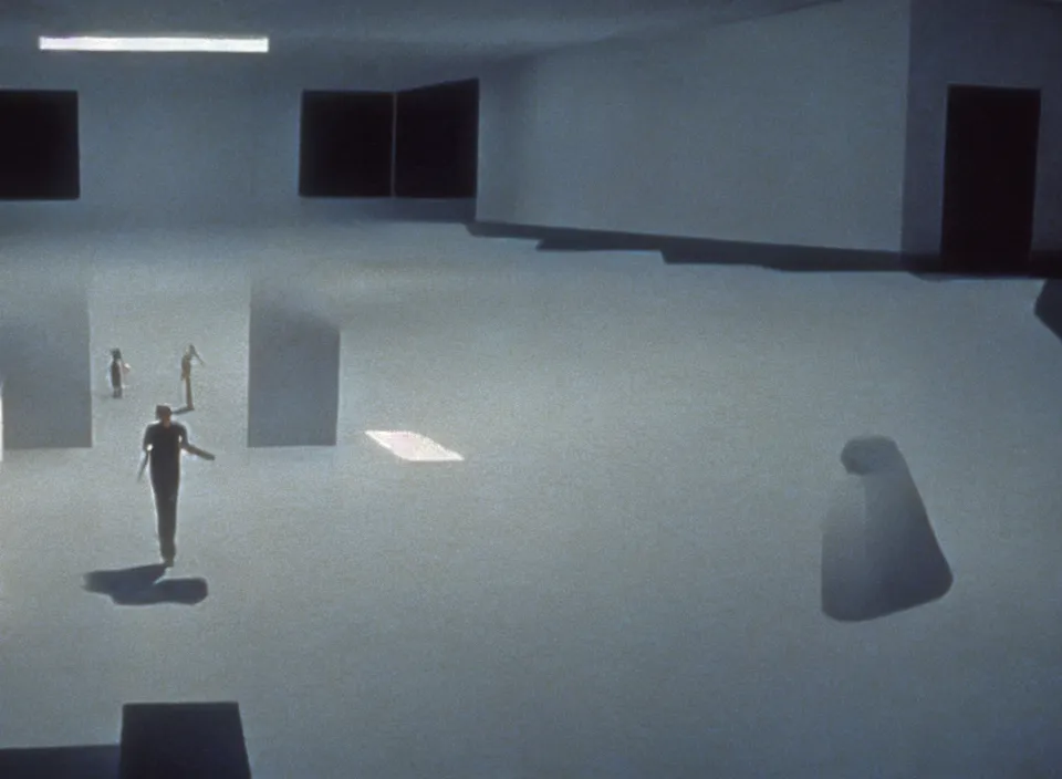 Prompt: cinematic shot from a 1 9 8 5 movie directed by stanley kubrick, color theory, leading lines, minimalism, photorealistic, volumetric lighting, f / 2 2