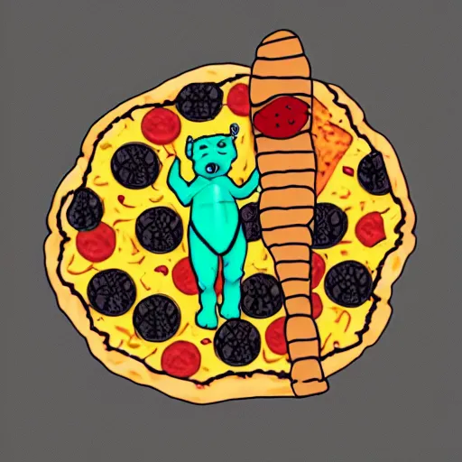 Image similar to tardigrade made of pizza