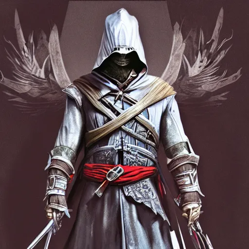 Image similar to an ultra detailed vector image of ezio auditore dressed as the hunter from bloodborne, concept art by alphonse mucha and greg rutkowski, praise the blood moon, octane render, liminal space