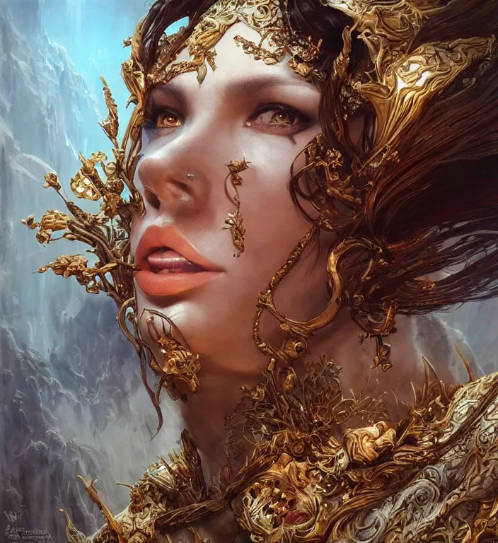 Image similar to unreal engine render + a goddess, smooth, coherent, high detailed, by Karol Bak, featured on artstation, instagram HD, unreal engine