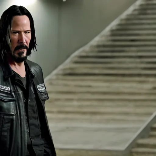 Image similar to Keanu Reeves in Sons of anarchy very detail4K quality super realistic