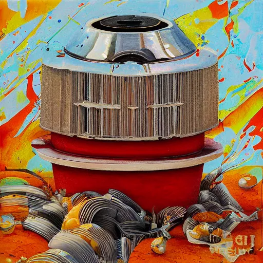 Prompt: distorted small port waffle cooler, by wojciech siudmak and jane graverol, detailed painting, lowbrow