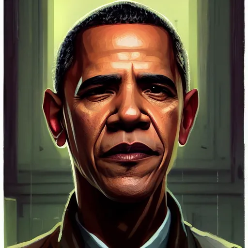 Image similar to highly detailed portrait, obama, in gta v, stephen bliss, unreal engine, fantasy art by greg rutkowski, loish, rhads, ferdinand knab, makoto shinkai and lois van baarle, ilya kuvshinov, rossdraws, tom bagshaw, global illumination, radiant light, detailed and intricate environment