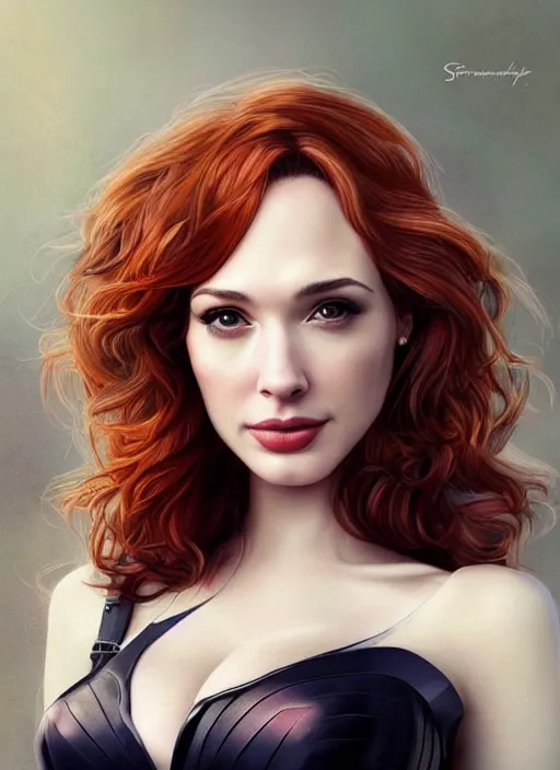 Image similar to photo of a gorgeous christina hendricks / gal gadot hybrid in the style of stefan kostic, realistic, professionally, professionally color graded, half body shot, sharp focus, k high definition, insanely detailed, intricate, elegant, art by stanley lau and artgerm