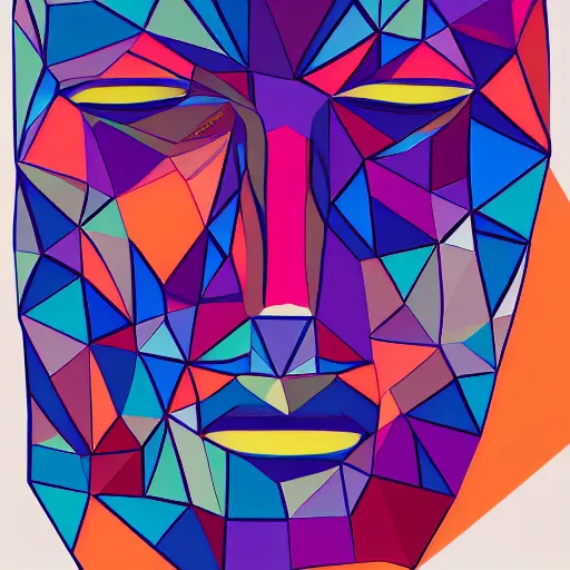 Image similar to a portrait of abstract face with polygon