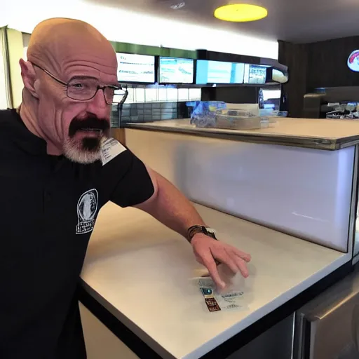 Prompt: walter white working at mcdonalds