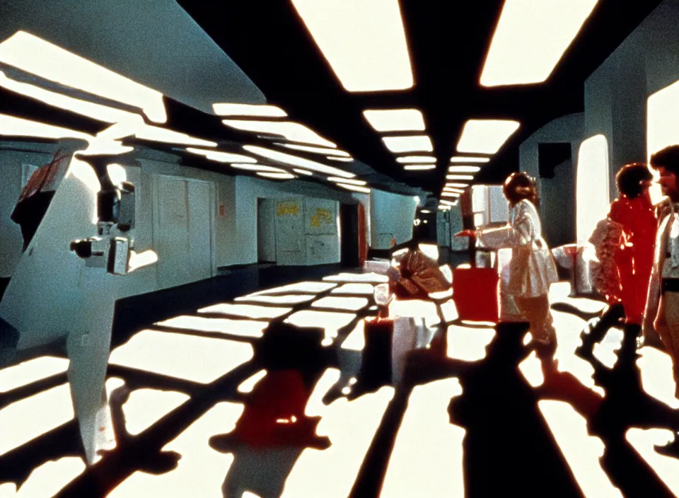 Prompt: cinematic shot from a 1 9 8 5 movie directed by stanley kubrick, color theory, leading lines, photorealistic, volumetric lighting, f / 2 2