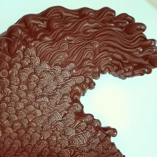 Image similar to the great wave made of choccolate