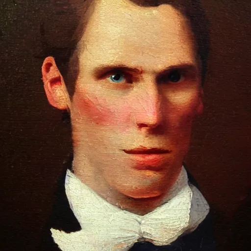 Image similar to An early 1800s oil painting of Jerma985 in the early 1800s, grainy, realistic, very realistic, hyperrealistic, highly detailed, very detailed, extremely detailed, very neat, very epic, very cool, detailed, trending on artstation