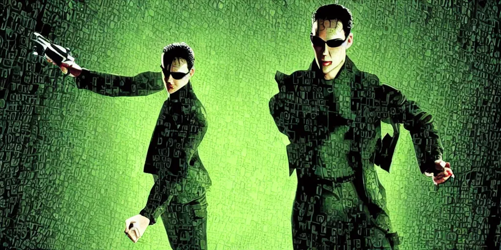 Image similar to a screenshot of the matrix, cell shading