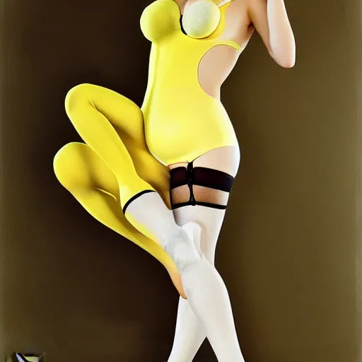 Image similar to elegant woman dressed up as pikachu, wearing stockings, digital art, rutkowsky, David Hamilton,