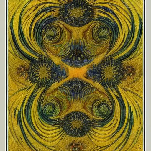 Image similar to Divine Chaos Engine by Vincent Van Gogh and Ernst Haeckel, symbolist, visionary