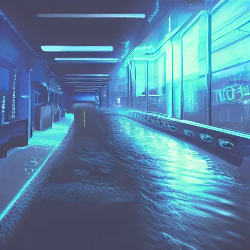 Image similar to cyberpunk navy - blue zoom in on ice