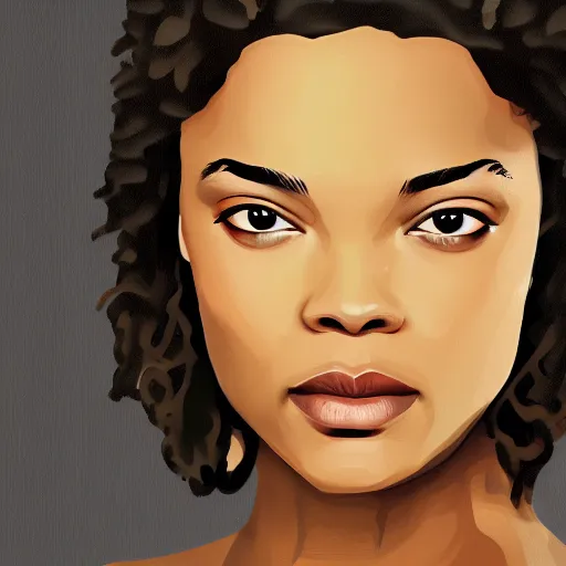 Image similar to portrait of Tessa Thompson, digital art