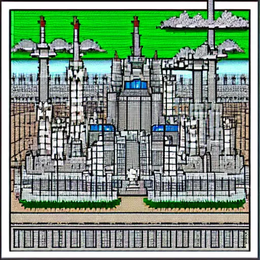 Image similar to 8-bit pixel art of the city Minas Tirith.
