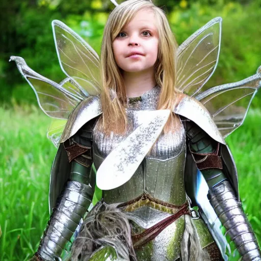 Image similar to photo of a beautiful fairy warrior with sparkly armour